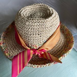 Elegant Straw Hat with Colorful Ribbons